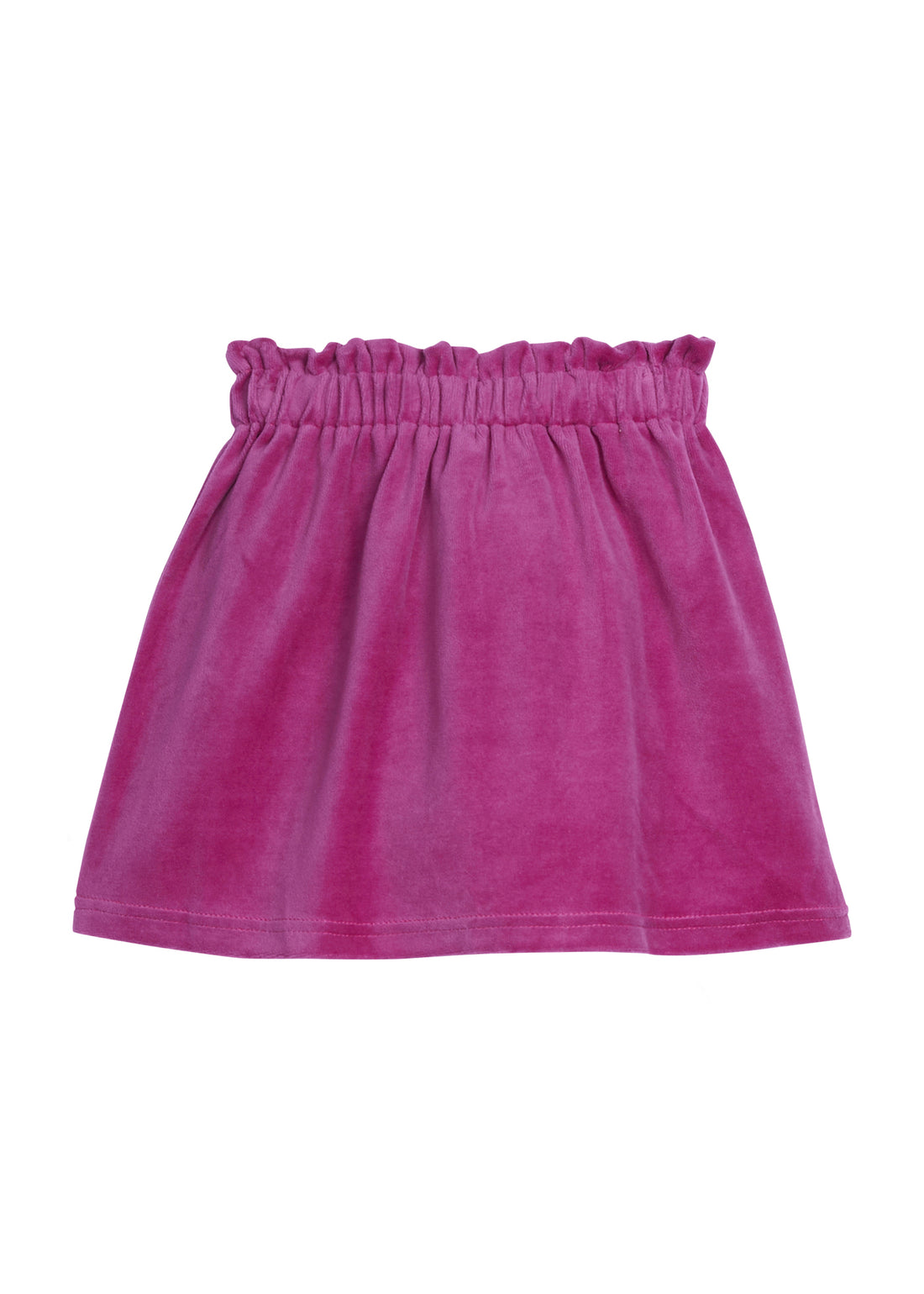 Girls/Tween skirt in our Magenta Velour. Skirt features an elastic waistband and the fabric is a stretchy velour for a comfortable relaxed fit-BISBY