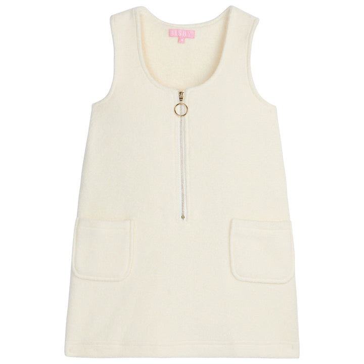 Cream Sherpa Sleeveless Jumper with gold zipper (quarterzip)--RetroJumper BISBY girls/teens