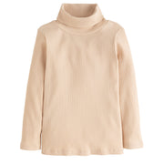 tan or beige ribbed cotton turtleneck for girls and tweens
