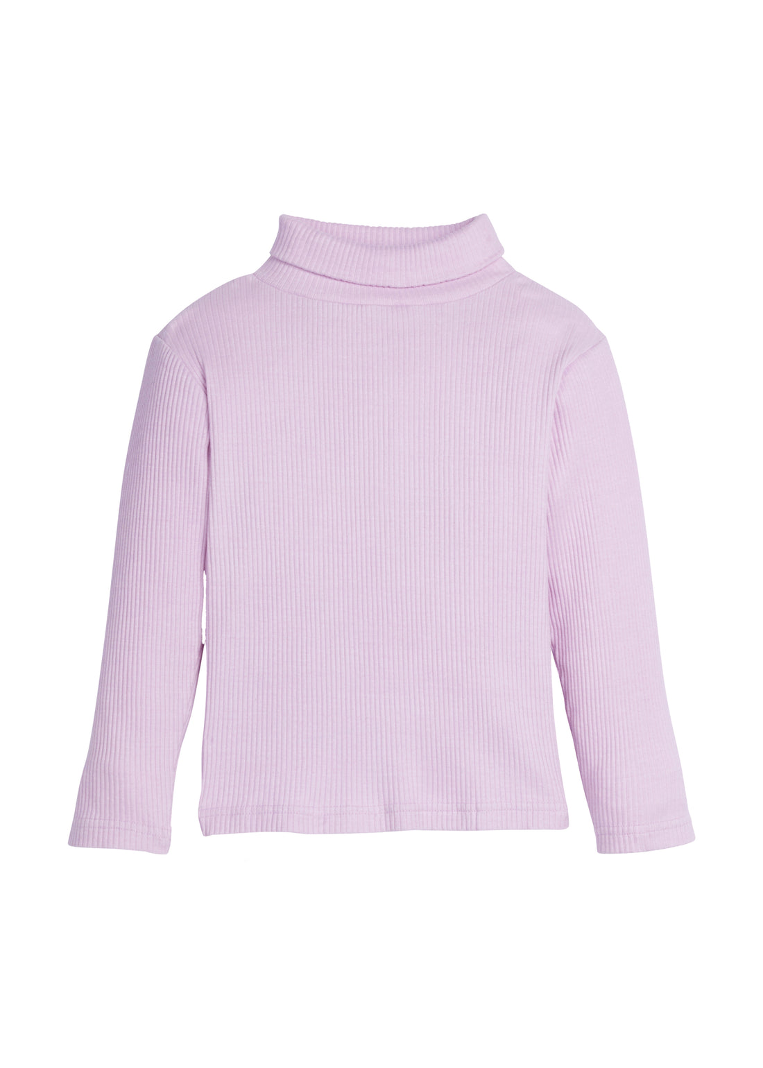 Light purple ribbed turtleneck sweater on a white background