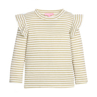Gold and white striped long-sleeve shirt  on a white background
