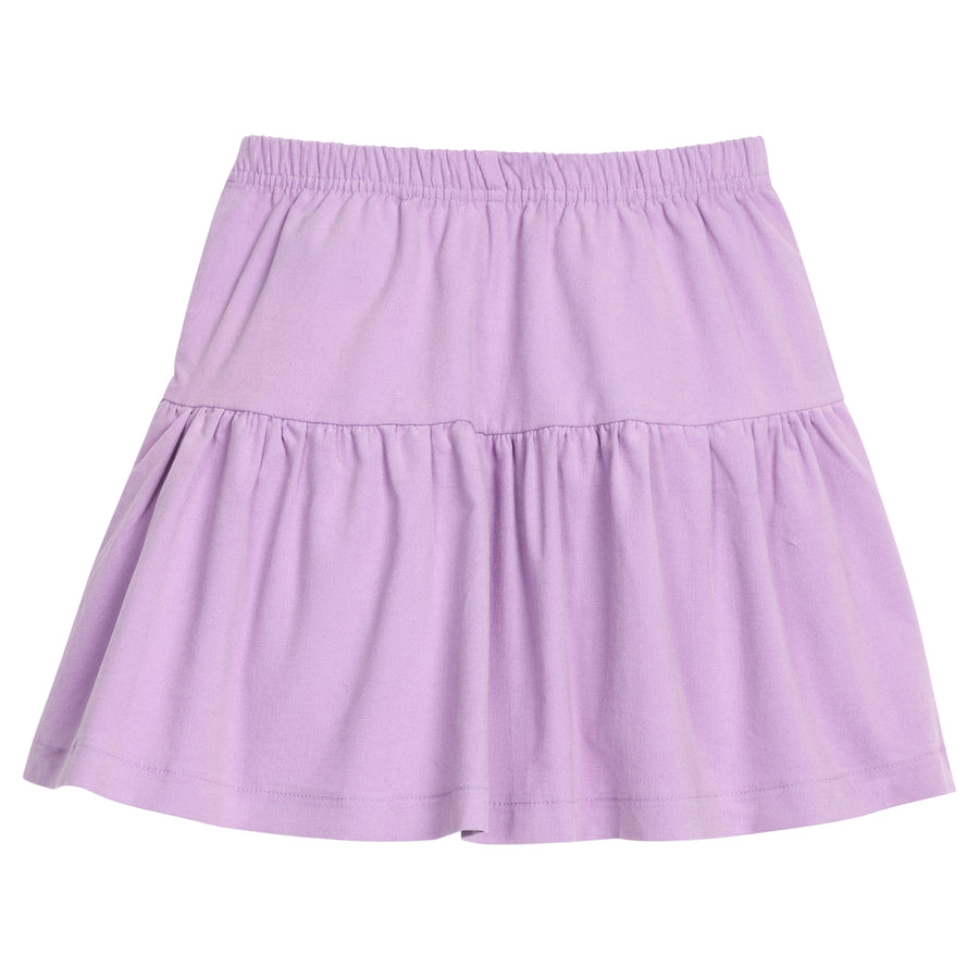 Girls/tween lavendar corduroy skort that features an elastic waistband and built in shorts for a secure but relaxed fit.