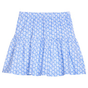 BISBY girl knit skort in a blue and white floral print. Skort features an elastic waistband and built in shorts for a secure but relaxed fit. 