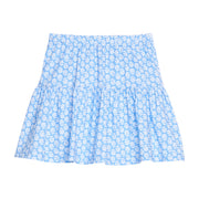 BISBY girl knit skort in a blue and white floral print. Skort features an elastic waistband and built in shorts for a secure but relaxed fit.