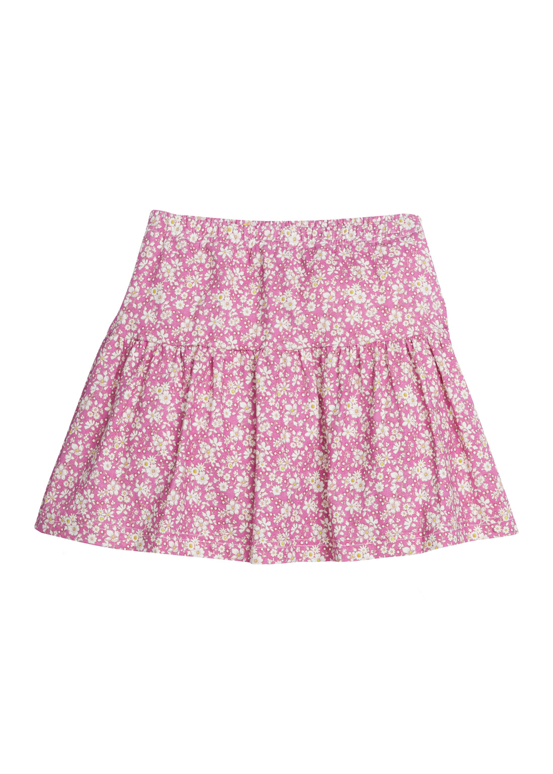 Girls/Tween skort in our Roland Floral Fuchsia floral pattern which features white flowers on a fuchsia background. Skort featues an elastic waistband and built in shorts for a comfy relaxed fit-BISBY