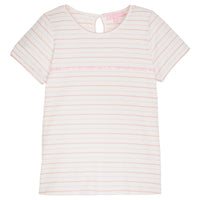 Sequin Stripe Tee - Pink & Orange