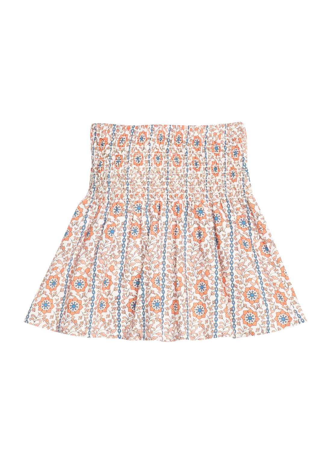 Shirred Circle Skirt - Verbier Vines Orange