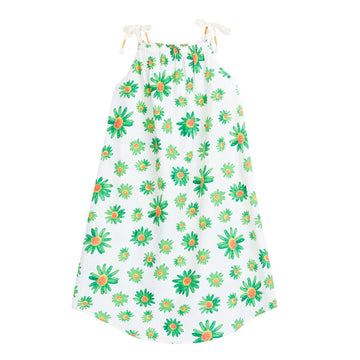 tween girls green daisy dress with tie straps