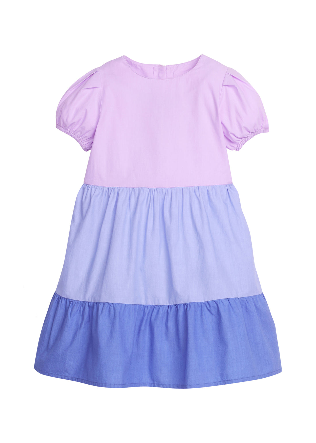 Three tiered/toned purple and blue woven dress with zipper at back