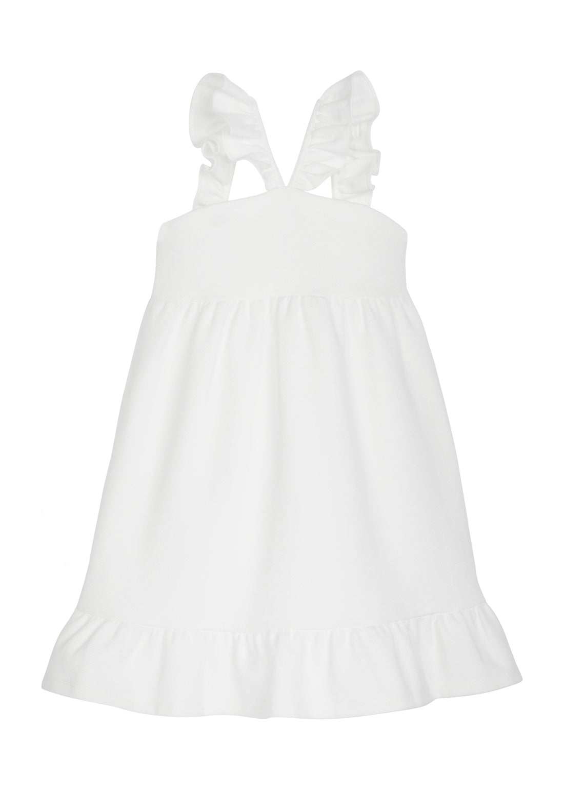 tween girls with pique dress with ruffle sleeves