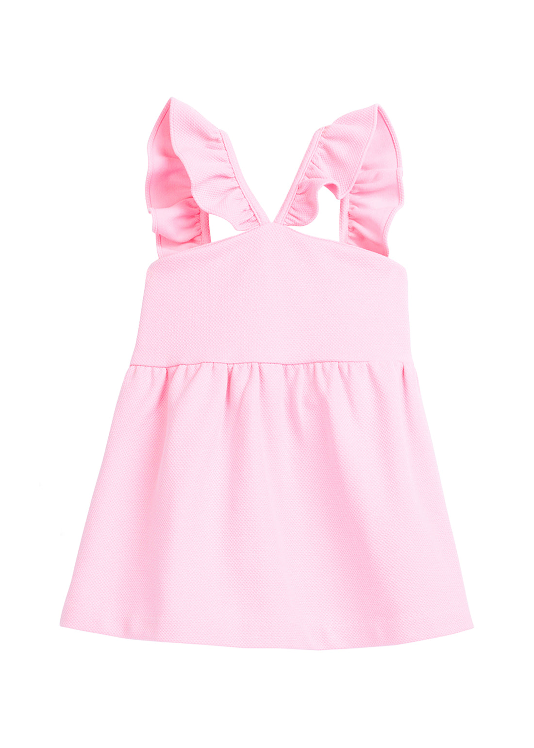 pink top for girls with ruffled v straps 