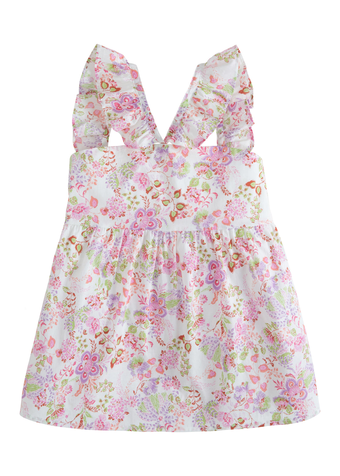 BISBY fun girls soho top in violet floral print with ruffle straps