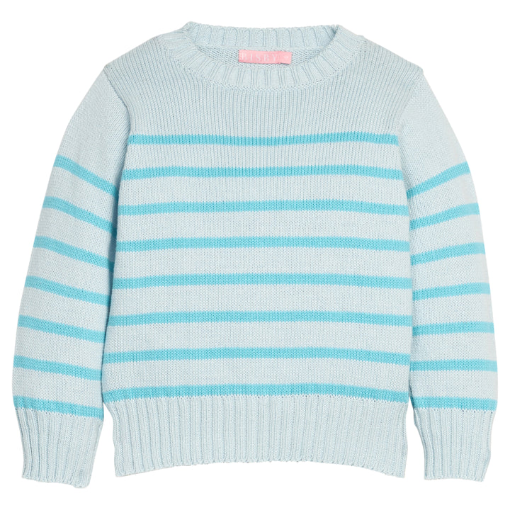 Tween/Girls blue and aqua striped sweater.