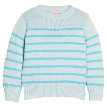 Tween/Girls blue and aqua striped sweater.