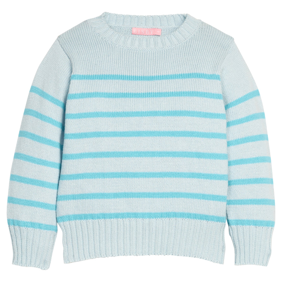 Tween/Girls blue and aqua striped sweater.