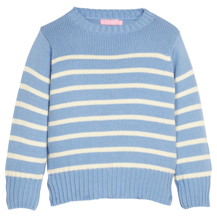 Girls/tween blue and white striped sweater.
