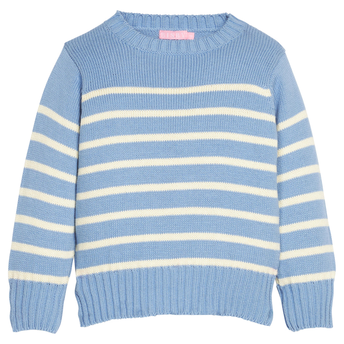 Girls/tween blue and white striped sweater.