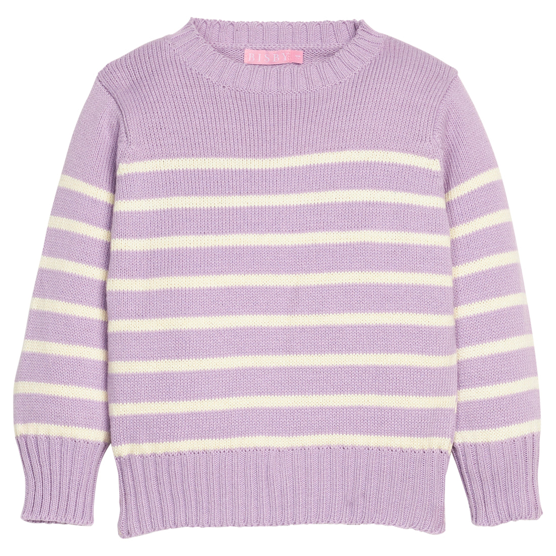 Girls/tween purple and cream stripe sweater. 
