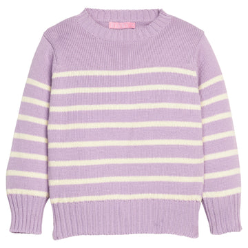 Girls/tween purple and cream stripe sweater. 