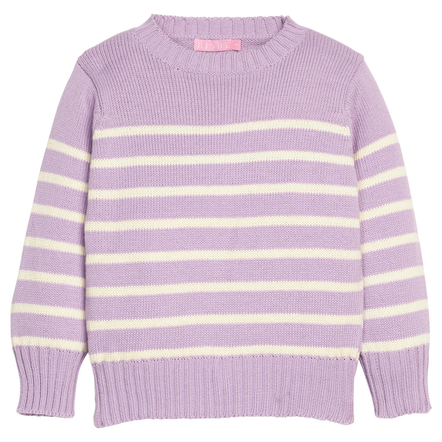 Girls/tween purple and cream stripe sweater. 
