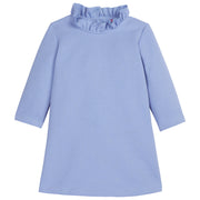 Light Blue Long Sleeve dress with ruffles around the neckline--ToryDress BISBY girls/teens
