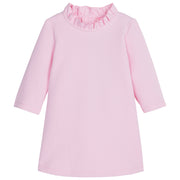 Light Pink Long Sleeve dress with ruffles around the neckline--ToryDress BISBY girls/teens