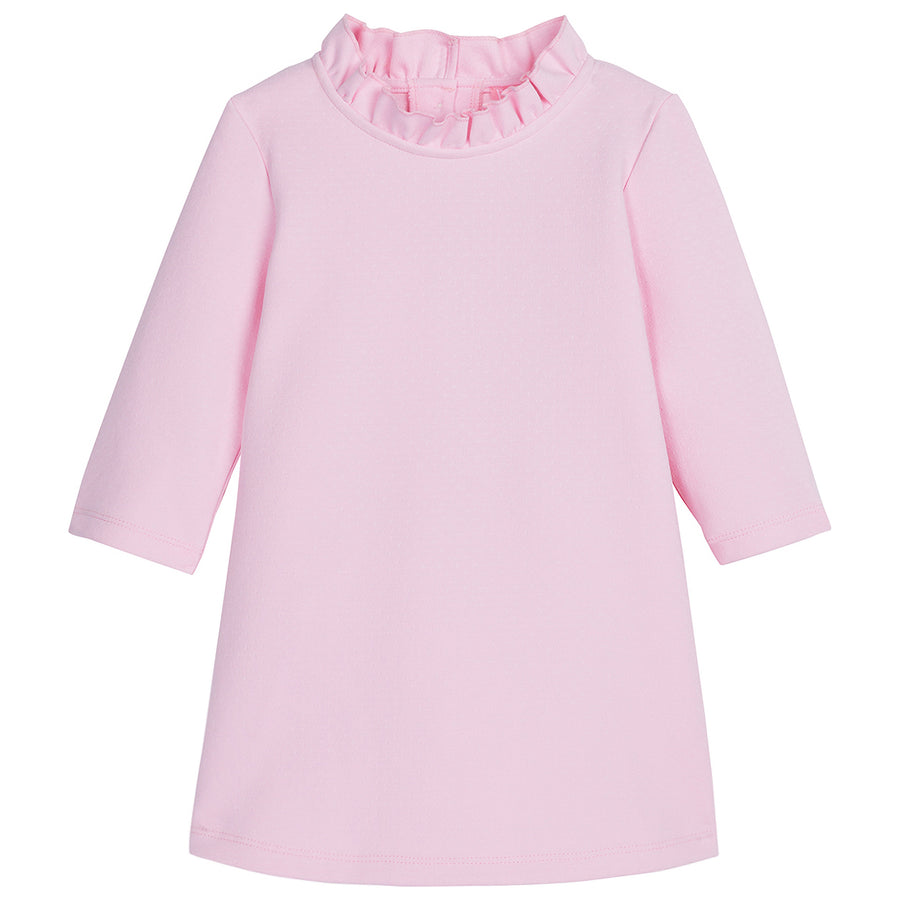 Light Pink Long Sleeve dress with ruffles around the neckline--ToryDress BISBY girls/teens
