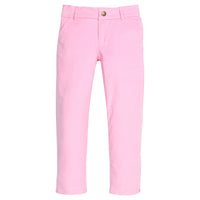 Girls/tween pink corduroy pants that feature functional pockets and snap button closure. 