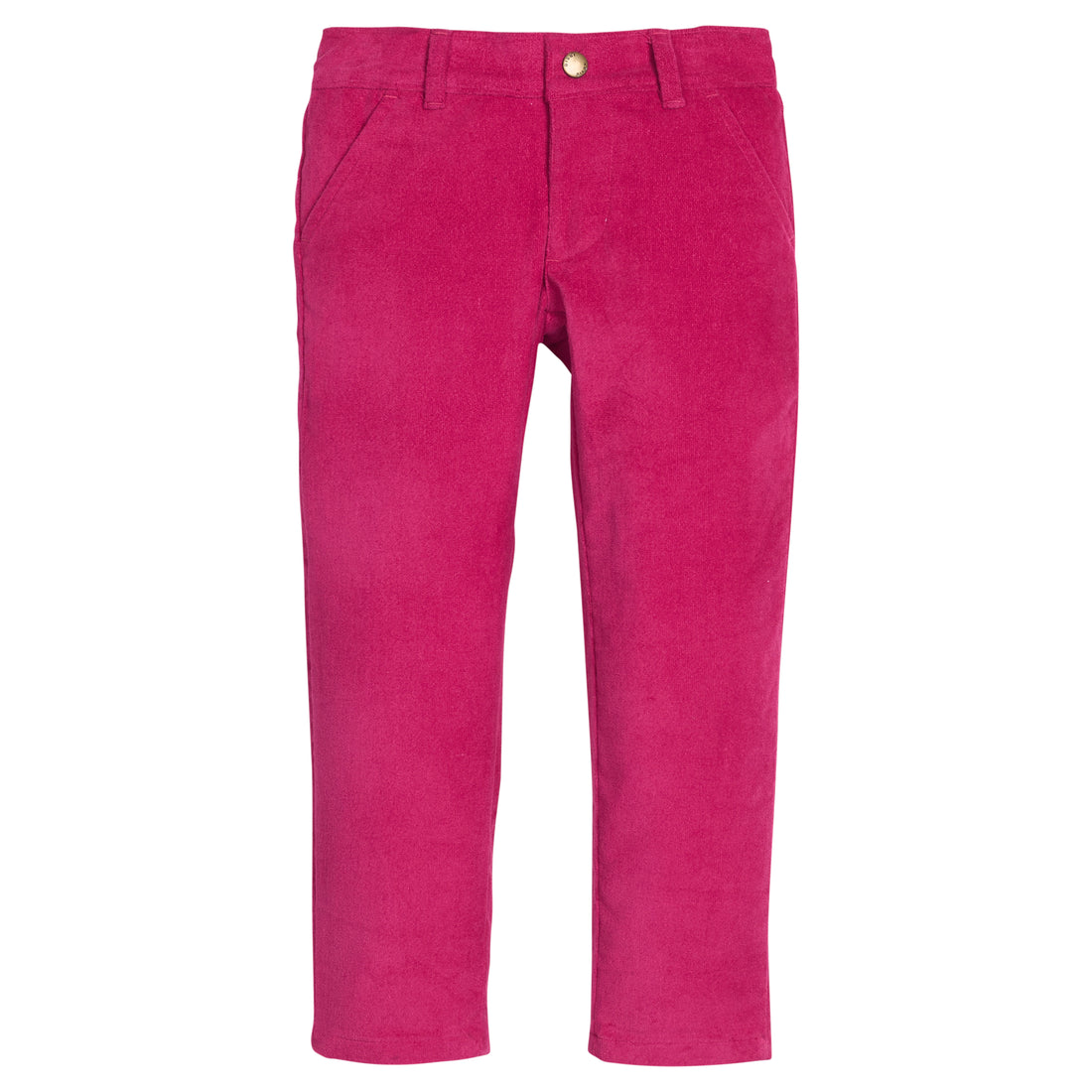Girls/tween Burgundy velvet pants that feature functional pockets and snap button closure. 