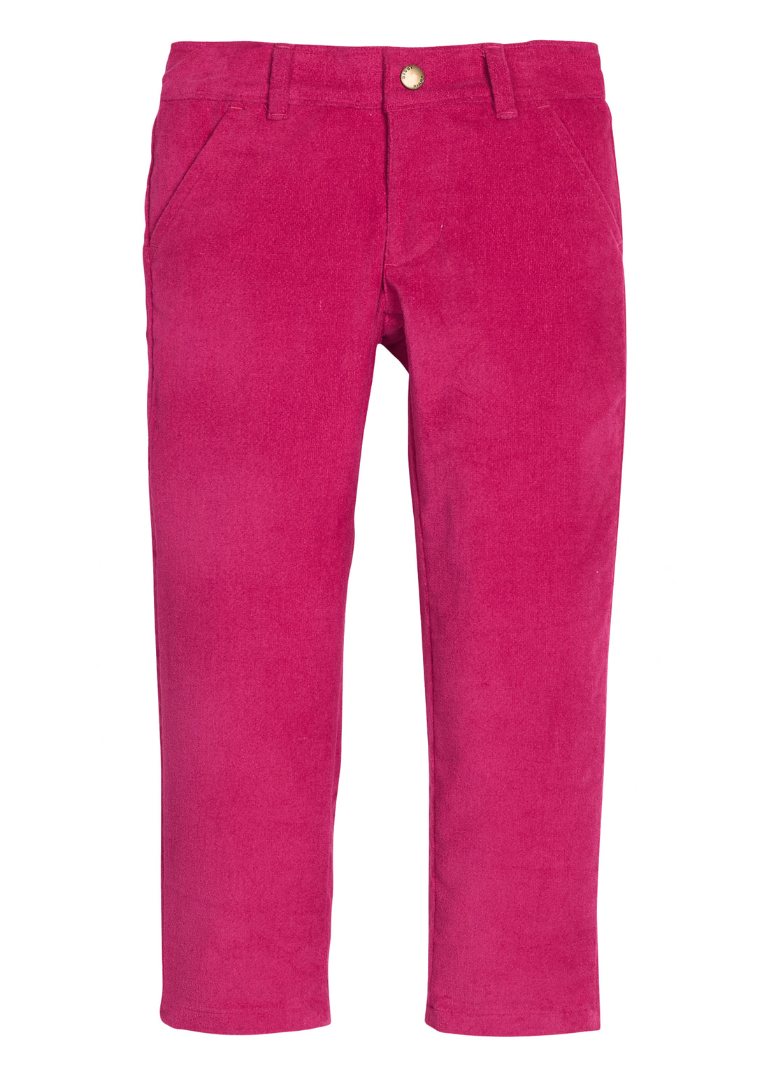 Girls/tween Burgundy velvet pants that feature functional pockets and snap button closure. 