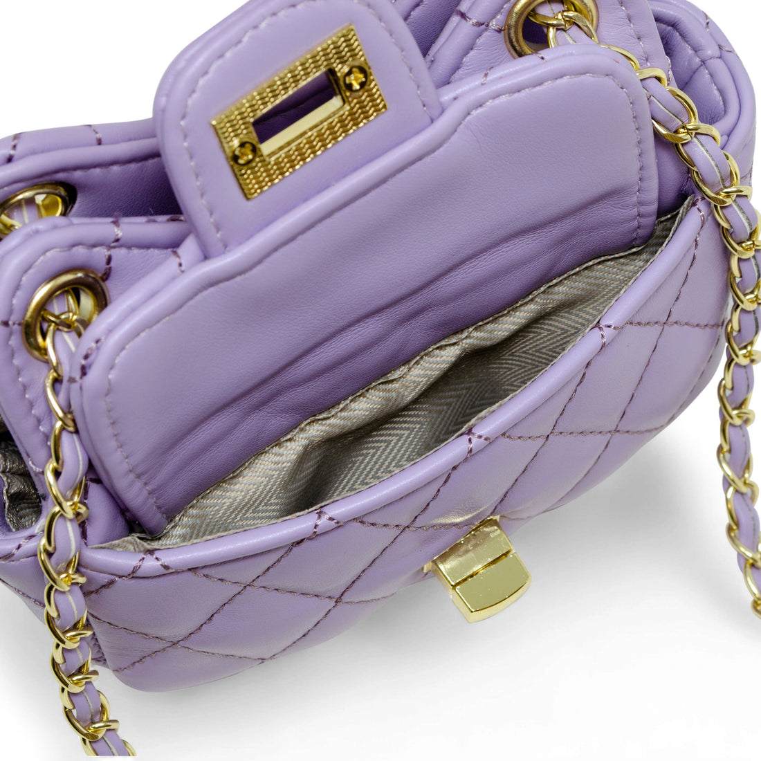 Girls Tiny Quilted Treasure Purse: Purple