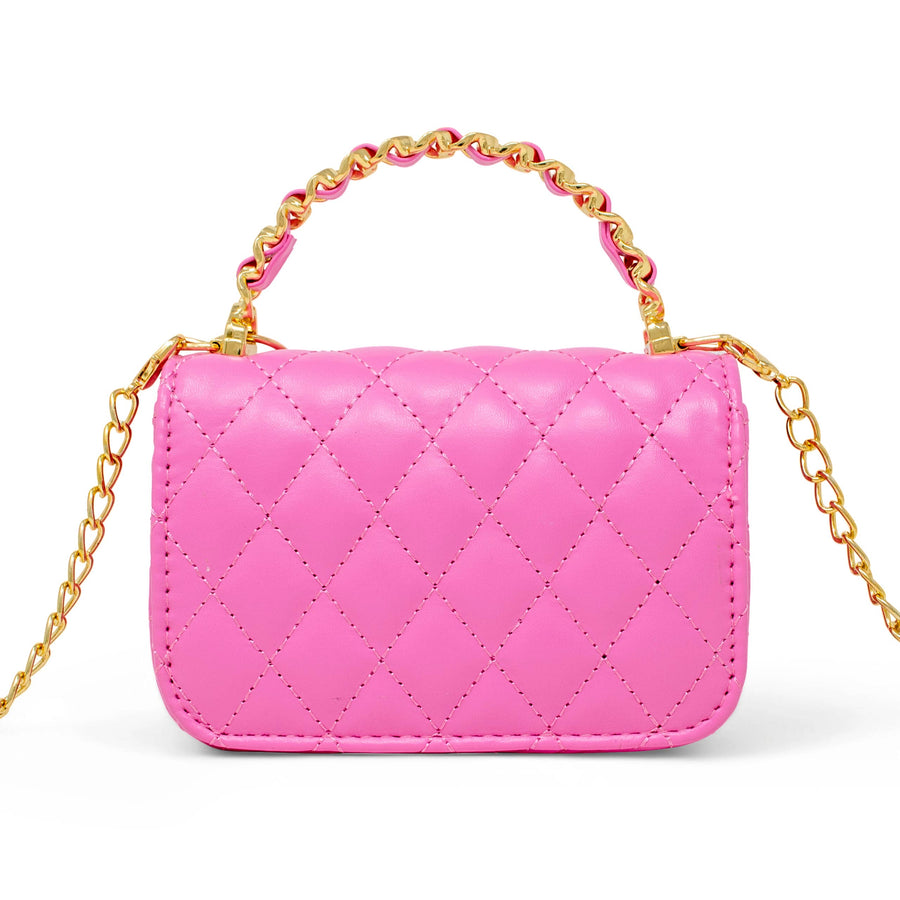 Girl's Classic Link Chain Top Handle Handbag: Hot Pink