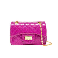 Classic Quilted Sparkle Mini Bag: Silver