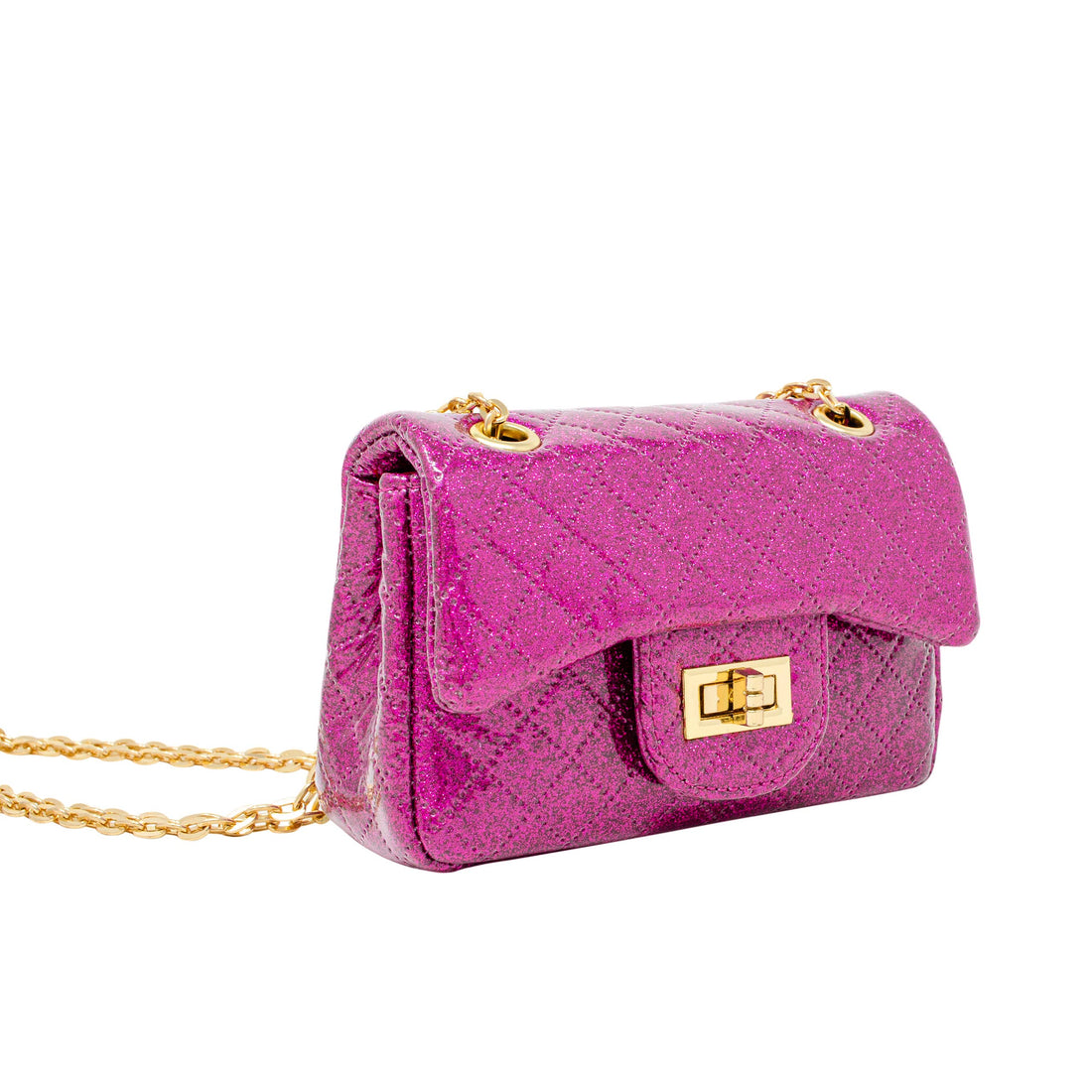 Classic Quilted Sparkle Mini Bag: Silver