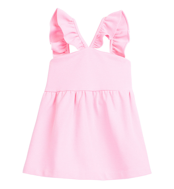 pink top for girls with ruffled v straps 