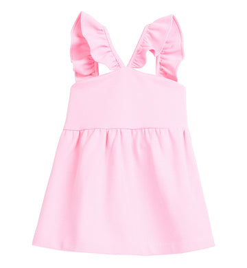 pink top for girls with ruffled v straps 