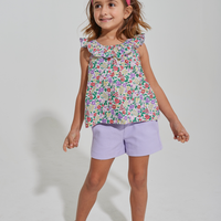 tween girls lilac shorts with elastic waistband and pockets 