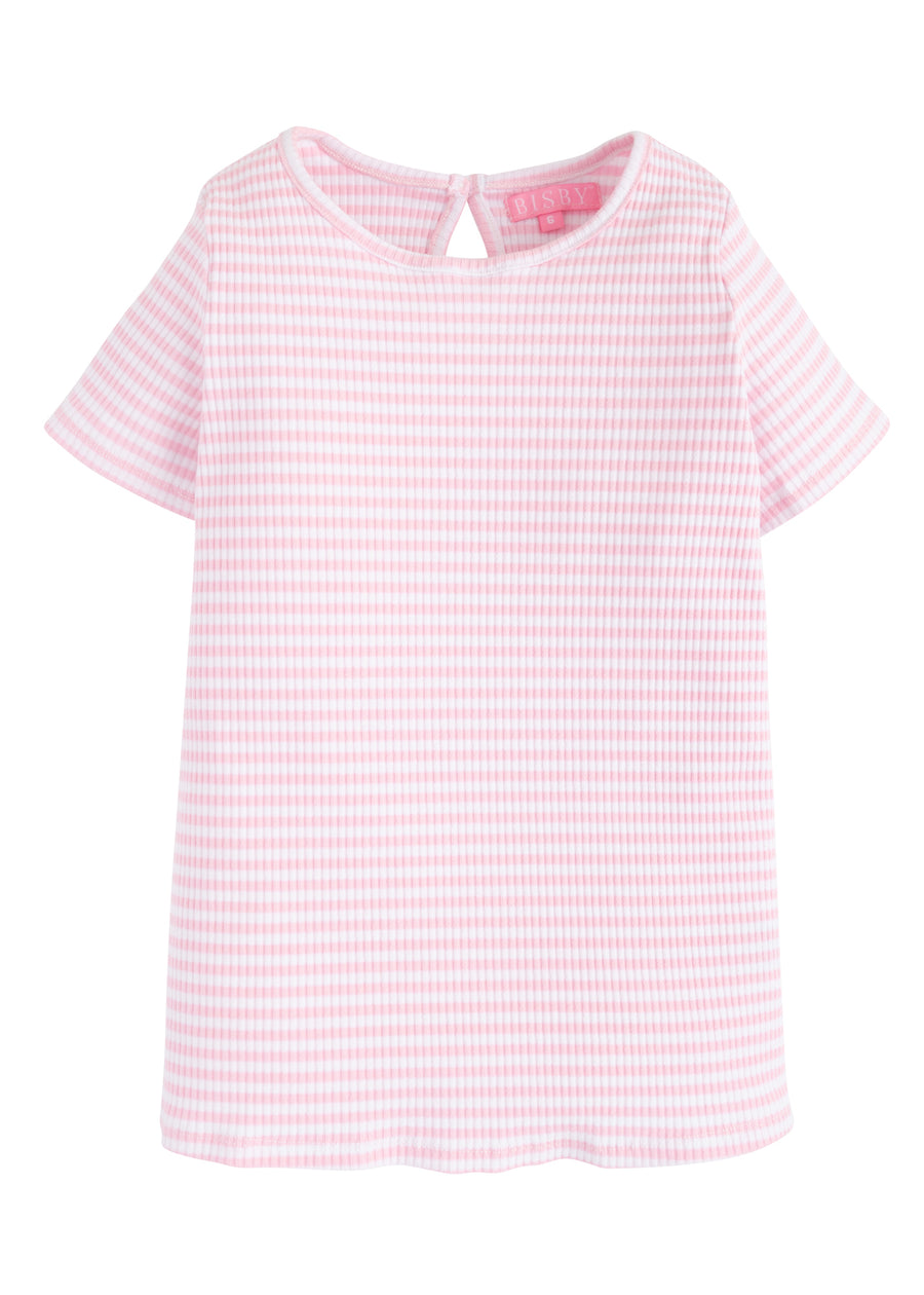 Essential Tee - Pink Ribbed Stripe