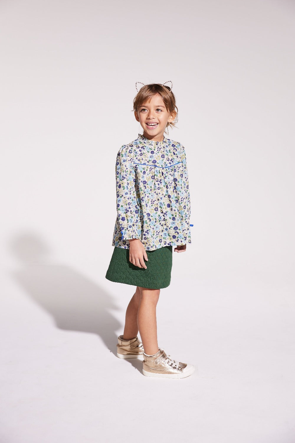 BISBY girl skirt, girls mini skirt, girls quilted skirt, girls green skirt, girls tween clothing