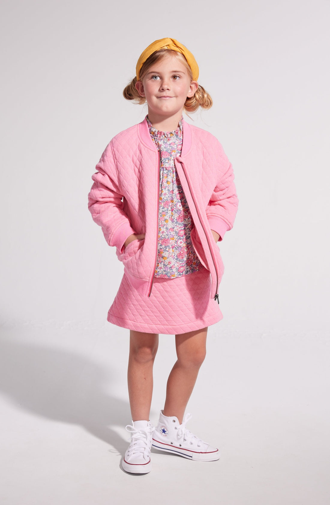 pink cotton zip up jacket with pockets for tweens