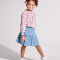 light blue skirt with pink and white floral shirt for girls
