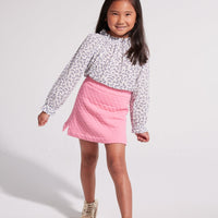 pink quilted pull on cotton mini skirt for tweens