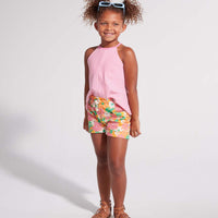 tween girls drawstring shorts with pockets in retro floral print 