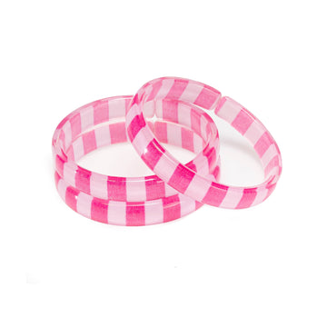 Pink Stripes Bangles - Set of 3