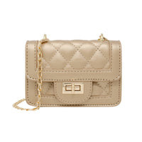 Tiny Classic Quilted Mini Purse: Gold