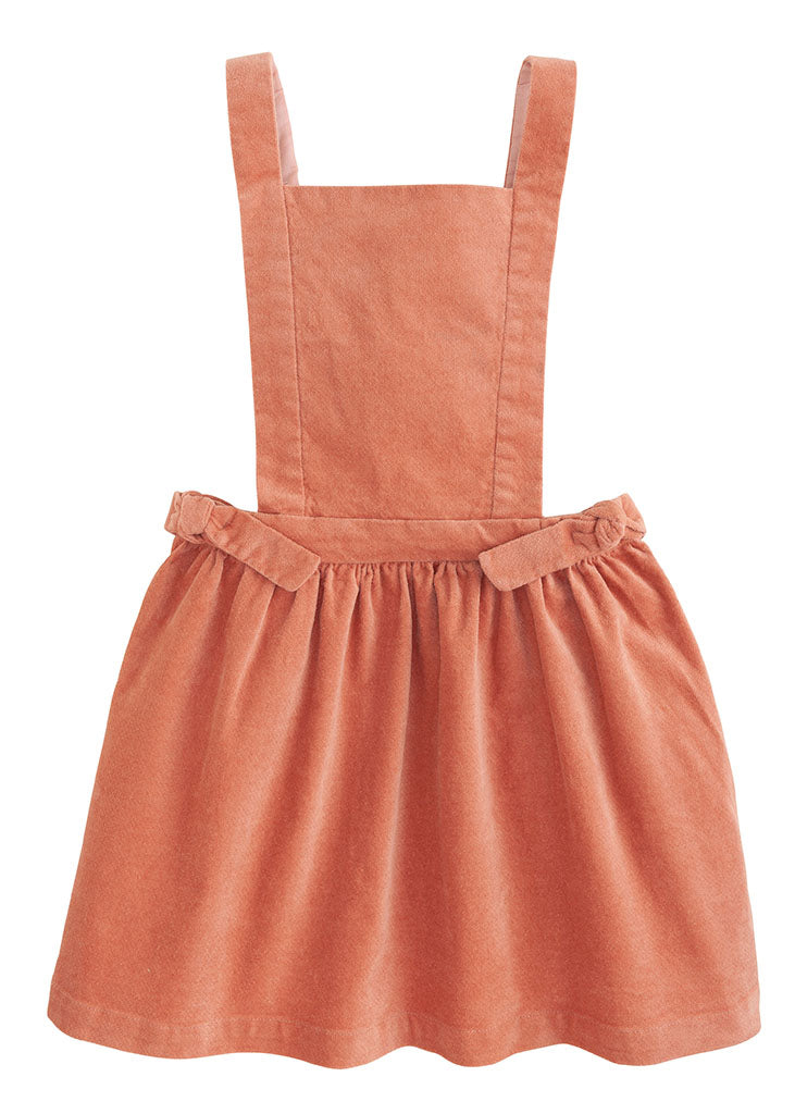 Dusty pink velvet pinafore jumper for girls and tweens
