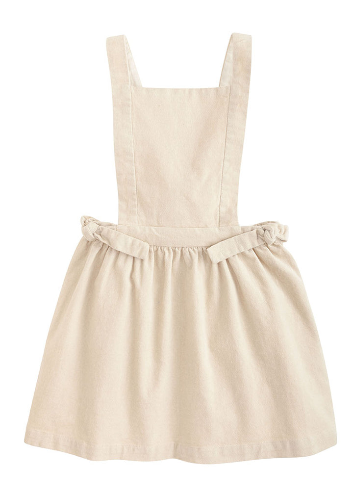 Ivory or tan velvet pinafore jumper for girls