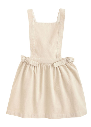 Ivory or tan velvet pinafore jumper for girls