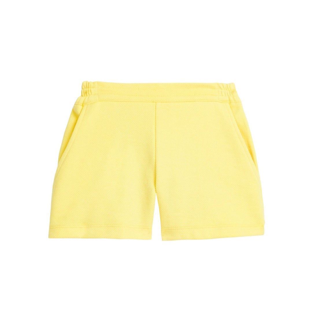 tween girls bright yellow shorts with elastic waistband and pockets