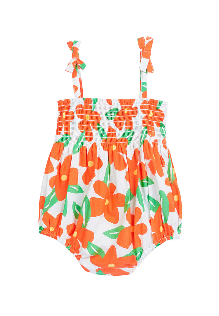 tween girls orange flower print strappy bubble